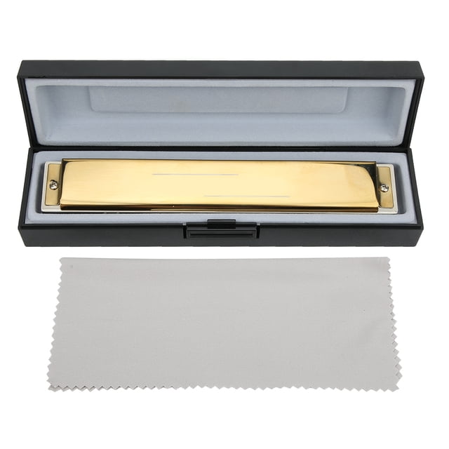 Armónica Arpa diatónica de órgano bucal profesional Regalos de viento para principiantes Polifónico de 24 orificios (tecla C # dorada)