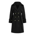 thumbnail image 6 of Pimfylm Women's Notch Lapel Double Belted Long Outwear Winter Coat Black, XL, 6 of 7