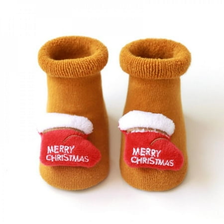 

Feiona Cotton Terry Floor Socks Baby Floor Socks Anti-slip Sole Soft Socks Cartoon Print Socks Non-slip Baby Socks Christmas Socks for Infant Boys Girls