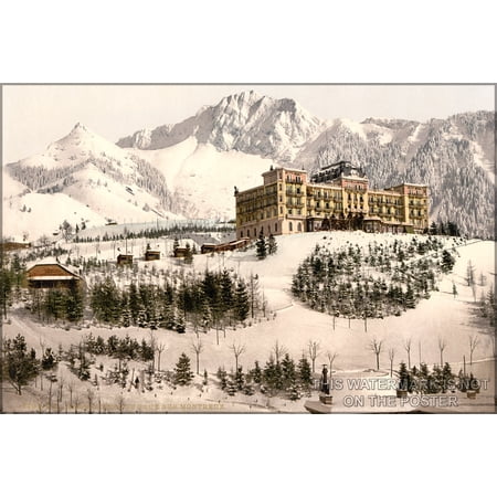 24"x36" Gallery Poster, grand hotel Rochers de Naye, and Hotel de Caux, Lake Geneva, Switzerland c1900