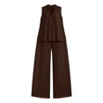thumbnail image 5 of Busydd Womens Two Piece Sets Sleeveless V Neck Button Tanks and Loose Wide Leg Pants Solid Color Womens Lounge Set L, 5 of 9