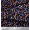 thumbnail image 3 of Soimoi Black Poly Georgette Fabric Diamond Geometric Print Fabric by Yard 42 Inch Wide, 3 of 5