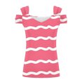 thumbnail image 4 of Camisas de Manga Corta para las Mujeres, Cuello en V Plegable de Impresión Del Hombro Top Casual Hecho de Poliéster Cómodo para el Verano, Tops de Bikini para las Mujeres, 4 of 8