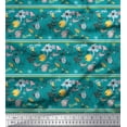 thumbnail image 1 of Soimoi Green polyester Crepe Fabric Stripe,Floral & Bird Artistic Fabric Prints by Yard 52 Inch Wide, 1 of 3