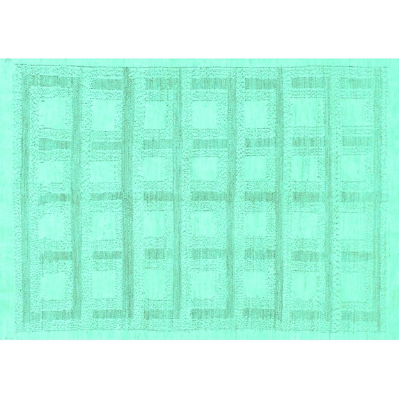 Ahgly Company Machine Washable Indoor Rectangle Solid Turquoise Blue Modern Area Rugs, 2' x 3'