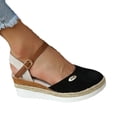 thumbnail image 1 of 2023 Summer Women Wedge Heel Sandals Designer Gladiator Shoes Classic Covered Toe Sandals Mid Heels Plus Size, 1 of 5