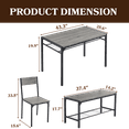 thumbnail image 4 of Ktaxon 4 Pcs Dining Table Set, Dinner Table Set for 4 with 2 Chairs with Backrest and Bench with Storage Rack,Nesting Furniture Set for Dining Room and Restaurant Gray, 4 of 10