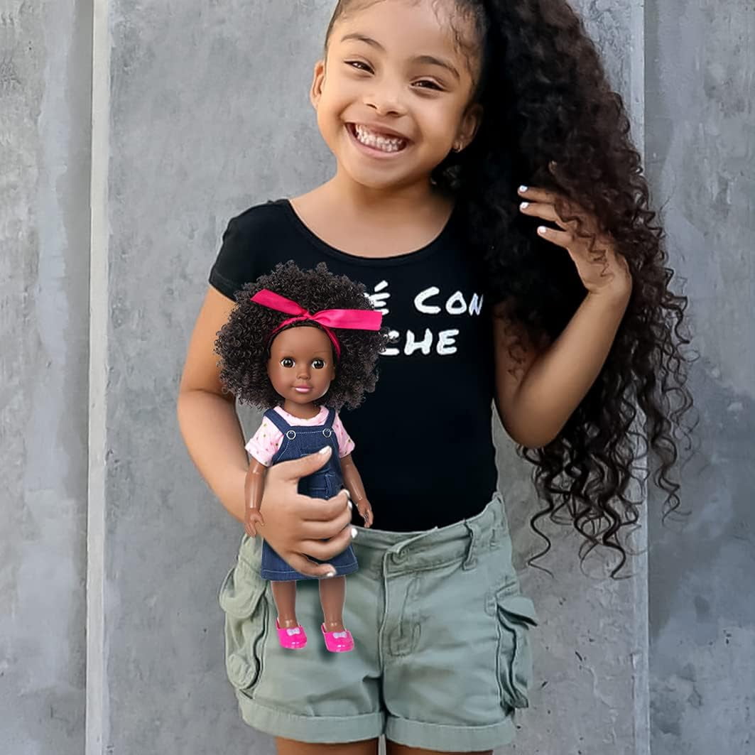 ZITA ELEMENT 14.5 Inch Black Doll Black Baby Girl Doll and Clothes Set African Washable Realistic Silicone Girl Dolls -Best Gift for Girls