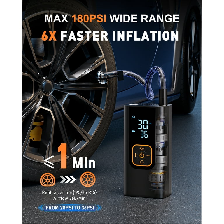 Tire Inflator Portable Air Compressor - 180PSI Air