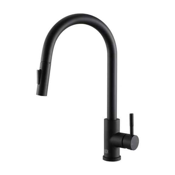 Elegant Kitchen & Bath FAK-306MBK Luca Single Handle Pull Down Sprayer Kitchen Faucet with Touch Sensor, Matte Black