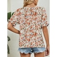 thumbnail image 6 of TEMOFON Womens Blouse Fashion Floral Top Crew Neck Loose Shirt for Women Casual Dressy Elegant T-shirts Orange Colourful Tee, 6 of 6