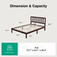 thumbnail image 5 of Novilla 12 Inch Full Size Bed Frame Solid Wooden Full Bed Frames with Headboard Wooden Classic Bed Frame Foundation, No Box Spring Needed, Easy Assembly, Walnut, 5 of 9