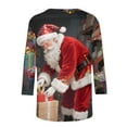 thumbnail image 7 of Xdegoge Christmas Shirts Women 3/4 Length Sleeve Round Neck Top Fashion Print Sweatshirt Family Xmas Holiday Graphic Tee Clothes for Christmas Ceremony, 7 of 7