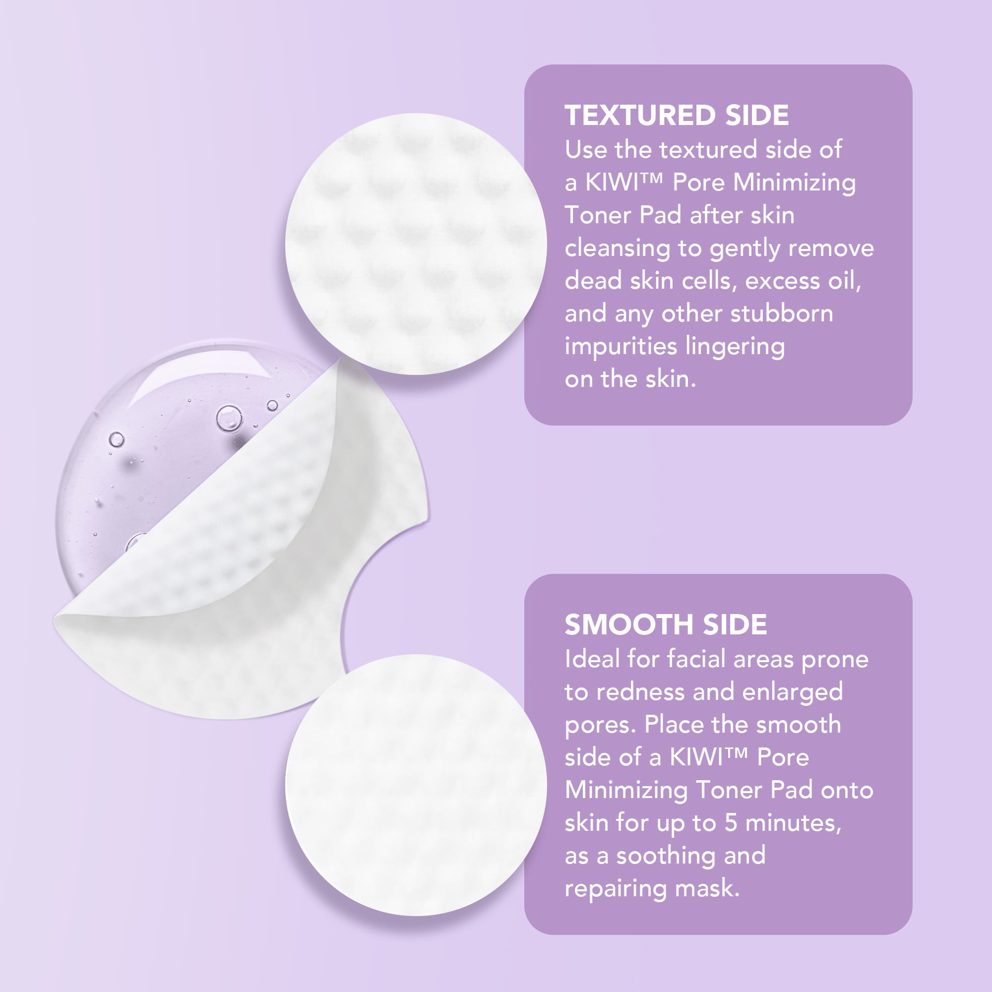 FOREO KIWI Pore Minimizing Toner Pads with Witch Hazel and Cica, Dual-Sided Exfoliating Facial Pads, 60 Count