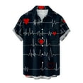 thumbnail image 2 of Men's Valentine's Day Tops Fashion Deals for 2023 Turndown Love Print Round Neck on sale under $15 Casual Tops Navy L, 2 of 5