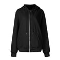 thumbnail image 3 of Qwertyu Women's Oversized Zip Up Hoodie Lightweight Thin Long Sleeve Hooded Sweatshirt with Pockets Black L, 3 of 8