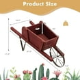 thumbnail image 2 of RONG-3 Wooden Wagon Planter, Small Flower Plant Pot w/Triangular Metal Support, 2 Energy-Saving Handles, Movable Wheel, Wood Wheelbarrow Cart Planter for Garden Backyard Holiday,Red, 2 of 9