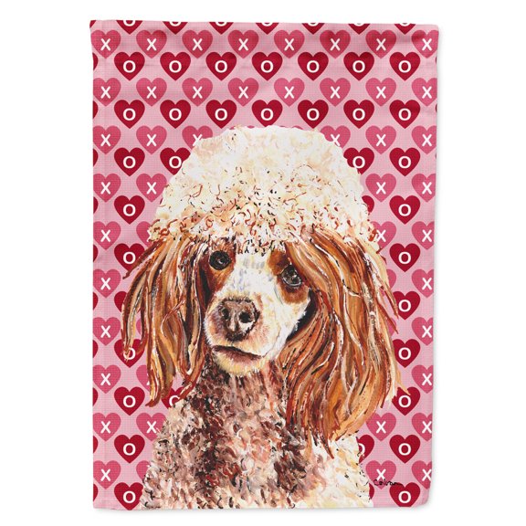 Red Miniature Poodle Hearts and Love Garden Flag