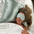 thumbnail image 3 of Mulberry Park Silk Pillowcase and Eye Mask Gift Set - 100% Grade 6A, 22 Momme Charmeuse Mulberry Silk - Queen Size Pillowcase with Hidden Zipper Closure (20" x 30"), Sage, 3 of 5