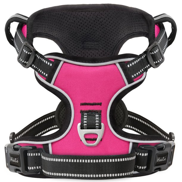 Arnés para perros HEELE sin tirones, reflectante, ajustable, rosa S
