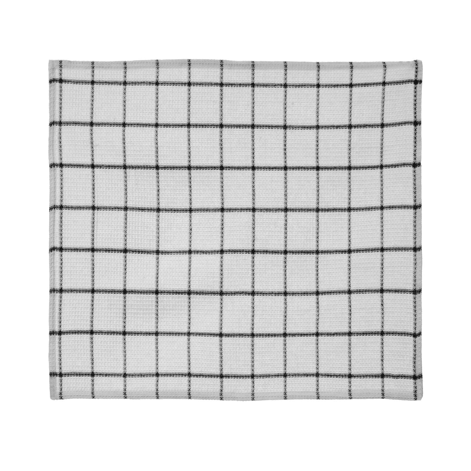 Serviettes à vaisselle FabStyles Solo gaufres, lot de 4, coton filé à l'anneau, lavable en machine, linges à vaisselle longue durée, torchons Tailles 12 x 12 po