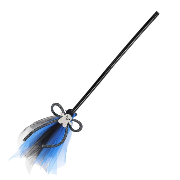Wizard Broom for Halloween Decorations - Lace Broom Masquerade Cosplay Accessory for Halloween Party Decorations(Blue-1,One Size)