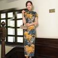 thumbnail image 2 of Vestido cheongsam de primavera y verano, vestido de satén para mujer, moda retro ajustada, disfraces de banquete, 2 of 4