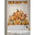 thumbnail image 3 of Thanksgiving Fall Sheer Curtains 63 inches Long, Pumpkin Watercolor Maple Leaves Linen Light Filtering Sheer Window Curtains Rod Pocket Voile Drapes for Bedroom Living Room, 52"W x 63"L 2 Panels, 3 of 7