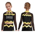 thumbnail image 2 of iiniim Girls Cheer Leader Team Uniform Ball Game Cheerleading Dance Long Sleeve Crop Top Gold 6, 2 of 7