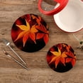 thumbnail image 2 of SKYSONIC 2 pcs Fall Red Maple Leaves Pot Holders Trivets, Heat Resistant Trivets,Season of Autumn Colors Cotton Thread Weave Mats for Hot Pads Pans Pot Bowl Teapot, 2 of 7