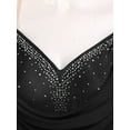 thumbnail image 5 of TiaoBug Dance Leotard for Womens Glitter Latin Jazz Club Party Fringe Dance Dress with Gloves Black L, 5 of 8