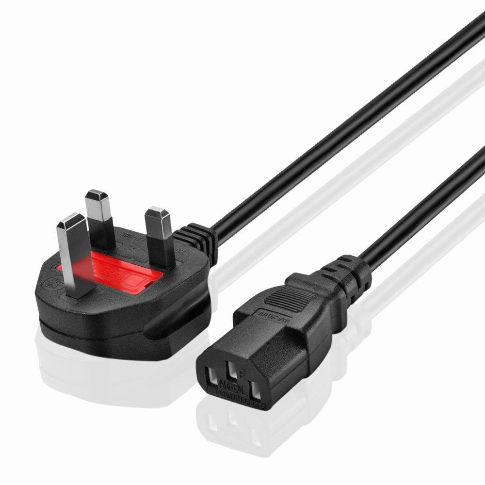 Universal UK Power Cord (6 Feet) IEC 60320 to BS 1363 UK England