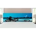 thumbnail image 1 of Motorcycle Headboard, Art with Chopper Motorcycle Biker Riding Starry Night Sky Cityscape Silhouette, Upholstered Decorative Metal Bed Headboard with Memory Foam, King Size, Black Navy, by Ambesonne, 1 of 4
