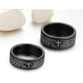 thumbnail image 4 of KATGI Ti Black Titanium Steel English Bible Frosted Cross Band Ring (Men), 4 of 6