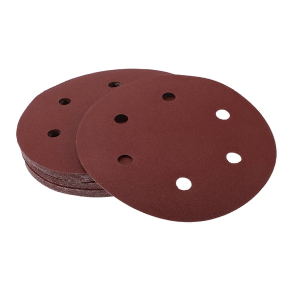 Unique Bargains Sanding Discs 9" 6Hole 100 Grit Automotive Repair Round Hook and Loop Sandpaper White Paper Red 30 Pcs