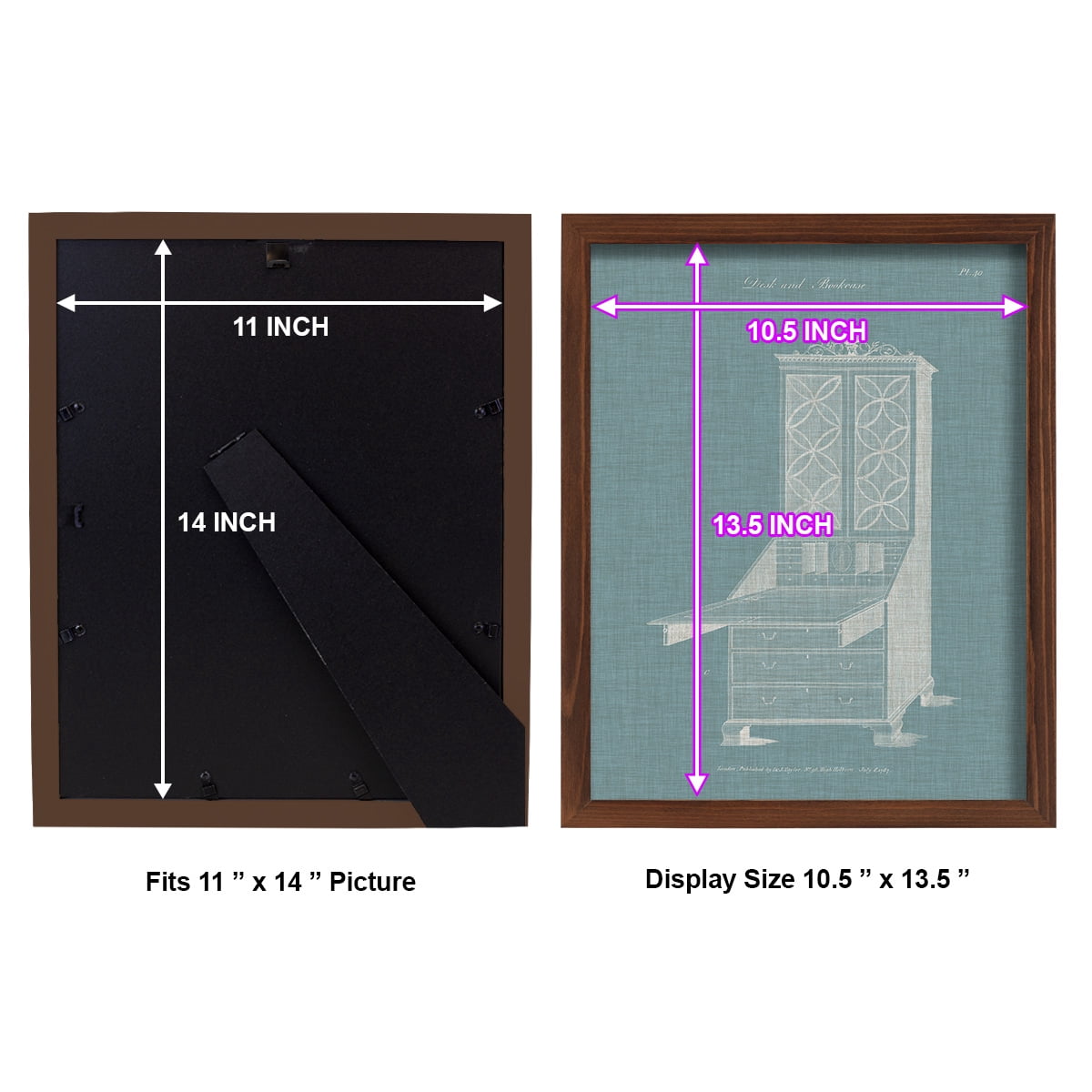 Hepplewhite Desk & Bookcase II - Framed Print w/glass - Chestnut