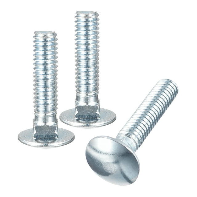 5/16-18x1" Carriage Bolt, 6pack Round Head Square Neck Screws, Carbon Steel Zinc Plated, Fully Threaded