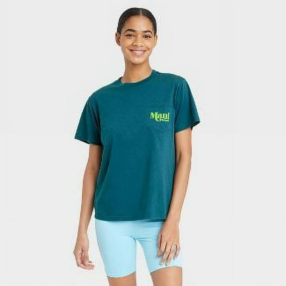 Doe Women's Maui Boyfriend Short Sleeve Graphic T-Shirt - (Teal Blue, XX-Large)
