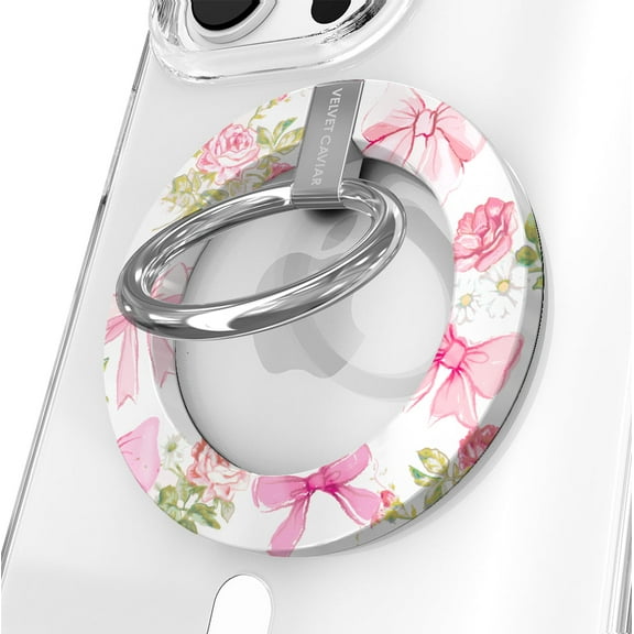 VELVET CAVIAR Compatible with MagSafe Phone Grip - Magnetic Ring Holder with Adjustable Stand (Posie Pink Bow)