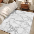 thumbnail image 5 of White Gray Washable Area Rugs 4'x6', Abstract Art Marble Texture Modern Concise Low Pile Throw Living Room Rug Non-Slip Sturdy Edge Binding Carpet for Indoor Entryway Bedside Kitchen, 5 of 9