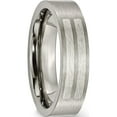 thumbnail image 5 of Titanium/Silver Two-Tone Titanium Brushed With Sterling Silver Inlay 6mm Flat Band (Size 12.5) Made In China tb369-12.5, 5 of 5