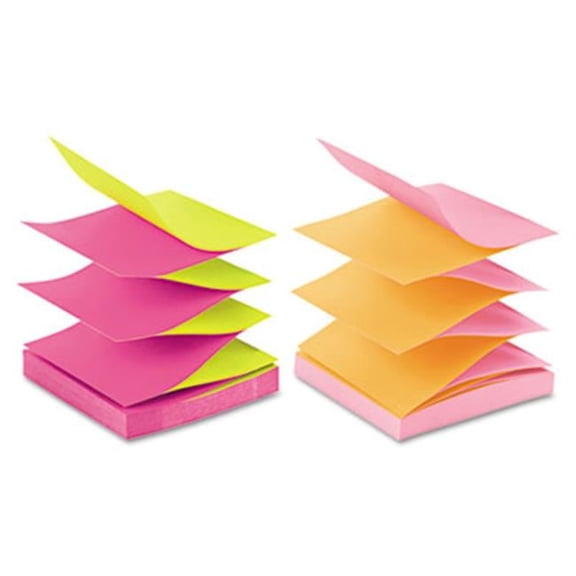 Sticky note Pop-up Notes Pop-Up Refills - 3 x 3 - 4 Alternating Neon Colors - 12 100-Sheet Pads/Pack