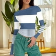 thumbnail image 4 of aidice Shirts for Women Casual Crewneck Long Sleeve Slim Fitting Striped Color Block Fall Tee Shirts, 4 of 5