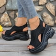thumbnail image 2 of Pandaie Women's Platform Wedge Sandals Open Toe Orthopedic Sports Walking Sandal Ankle Strap Mesh Slip on Slingback Casual Shoes Sneakers Black Size 6, 2 of 9