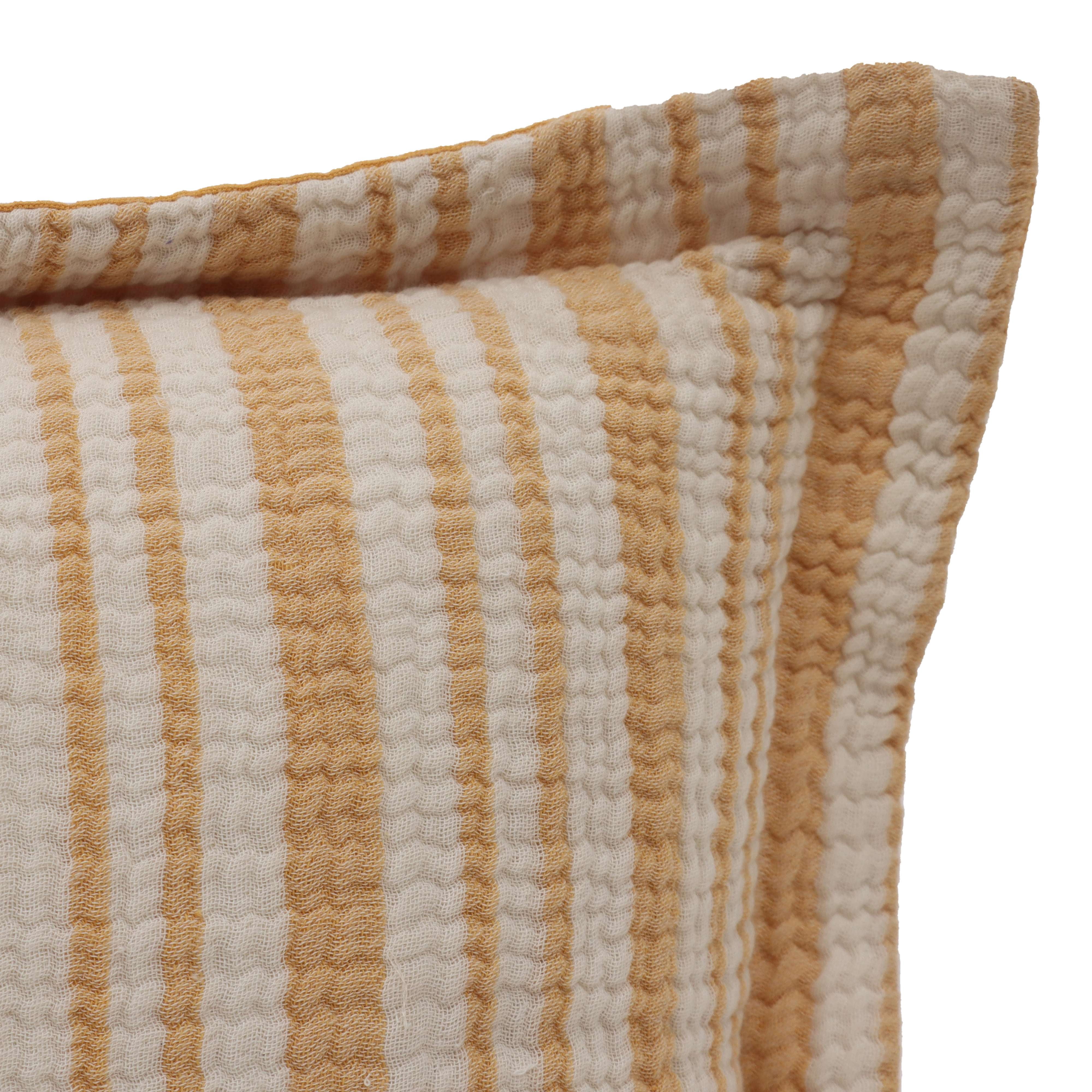 Better Homes & Gardens 20 in x 20 in Yellow Gauze Stripe Throw Pillow