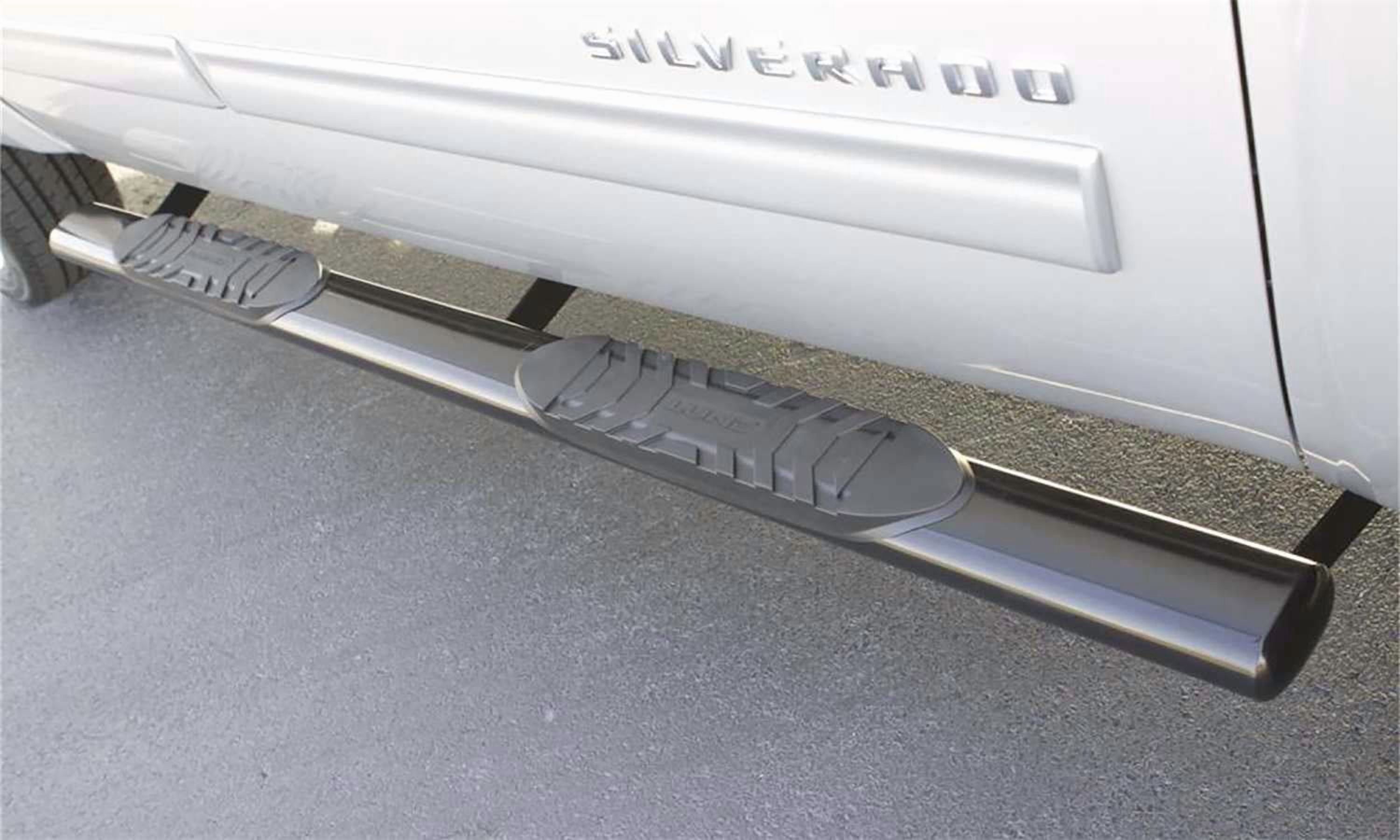 Lund 23979004 5 Inch Oval Straight Nerf Bar, Incl. Brackets Stainless Steel