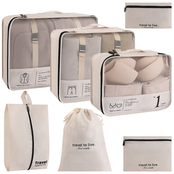 YIMWNYI 7-Piece Travel Storage Bags Set, Clothes Storage Bag, Shoes Organizer, Luggage Classification, Lightweight and Wrinkle-Resistant for Business Trips and Travel, Essential Home Storage