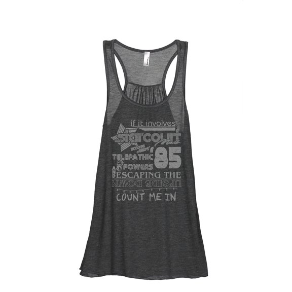 Starcourt Mall Upside Down Women's Fashion Sleeveless Flowy Racerback Workout Yoga Tank Top Charcoal Grey Large