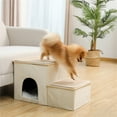 thumbnail image 1 of Pefilos Pets Dog Stairs for High Beds Pet Steps for Cats Get on Bed Couch Stairs 2 Step Stool for Small Dogs Kitten Ladder for Bed Window Perch for Pet Stair Ramp with Toy Storage Condo, Beige, 1 of 9