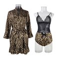 thumbnail image 2 of Pijama sexy de verano para el hogar, camisón de rayas, bata de baño de seda artificial con estampado de leopardo, traje de tres puntos 037, 2 of 6